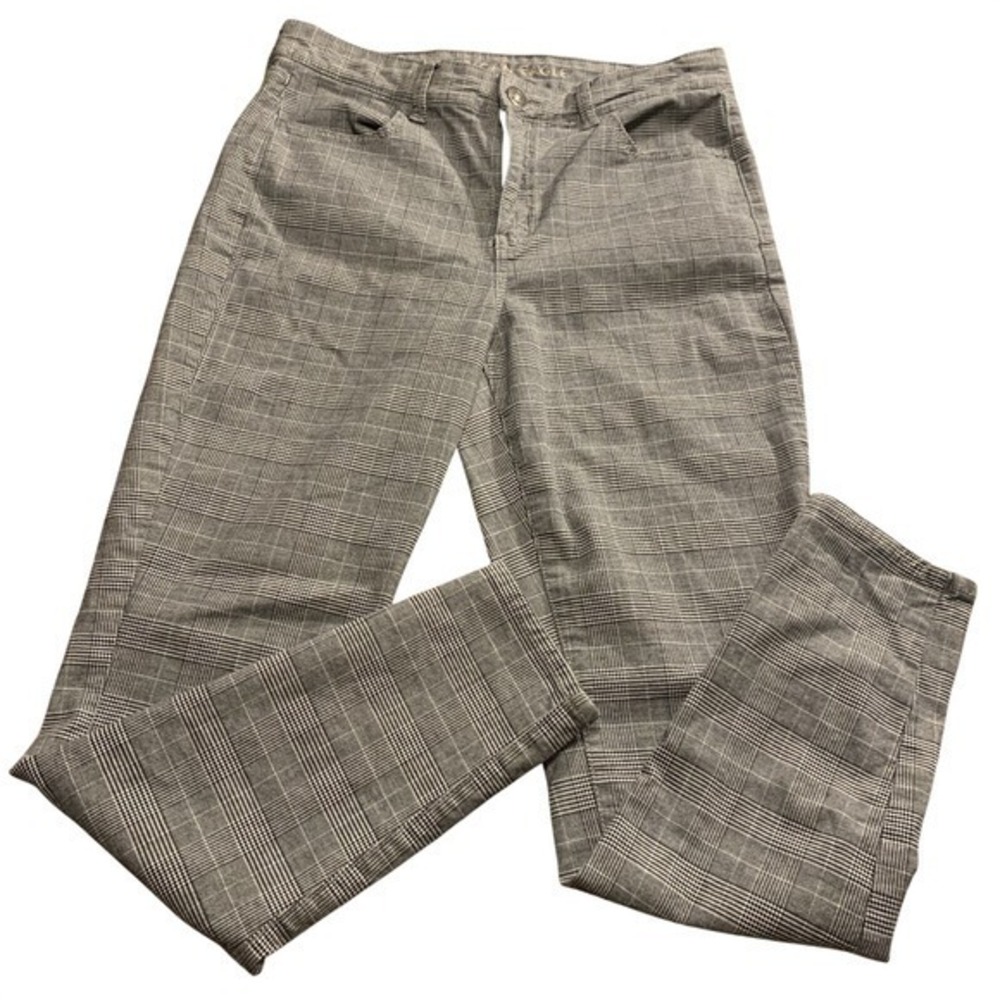 American Eagle Hi-Rise Jegging 10 Gray Plaid Super Stretch Skinny Pants